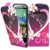 Leather Flip Case for HTC One Mini 2 Hearts and Flowers (OEM)